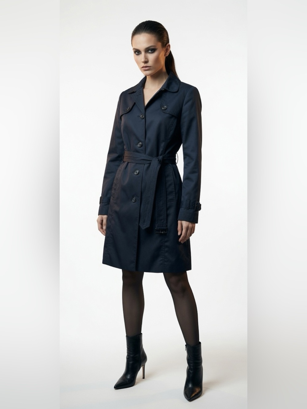 CHIC by Jacob Navy Belted Trench Coat – Women’s Medium